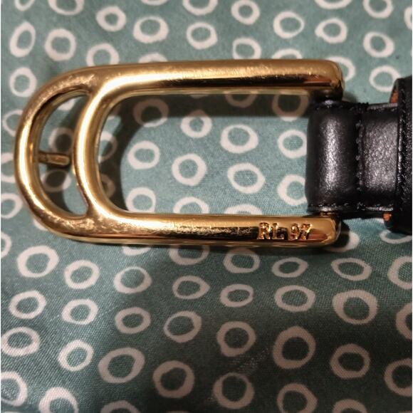 Ralph Lauren collection black leather skinny belt brass buckle small main image 5